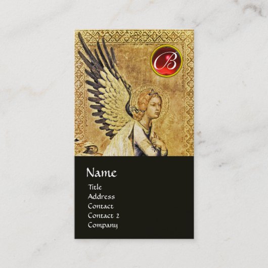 JAHRESZEITMONOGRAMM, Roter Ruby, Gold Visitenkarte (Vorderseite)