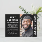 Jahrgang 2024 Modernes Foto aus schwarzem Abschlus Ankündigung (Stehend Vorderseite)