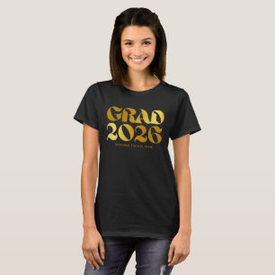 Jahrgang 2026 2 Schwarz und Gold Typografie T-Shirt