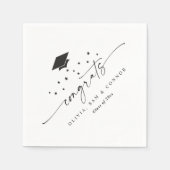 Jahrgang 2026 Moderne schwarz-weiße Abschlussfeier Serviette (Vorderseite)