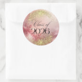 Jahrgang 2026 - Rosa & Gold Glitzer-Aufkleber Runder Aufkleber (Tasche)