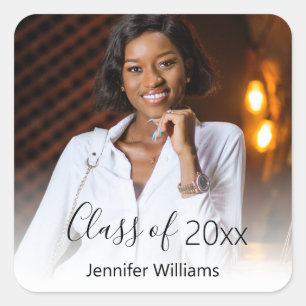 Jahrgang 20xx, Abschlussfoto elegant chic Quadratischer Aufkleber