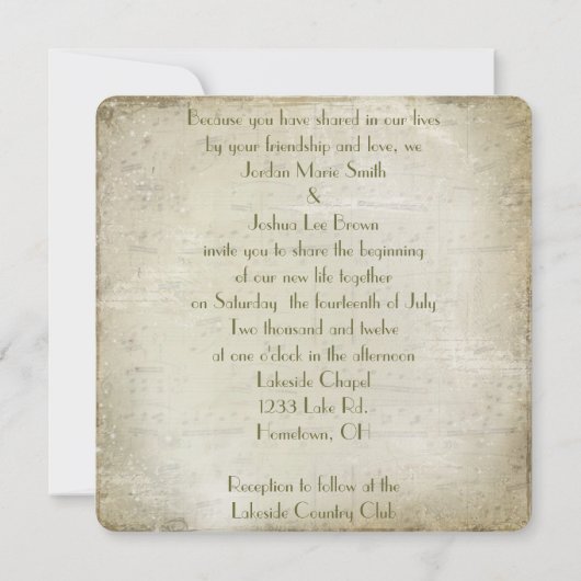 Jahrgangsbuch mit Bouquet Einladung (Rückseite)