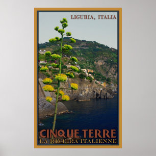 Jahrhundert-Pflanze auf der unteren Cinque Terre Poster