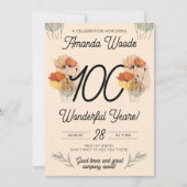 Jahrhunderte floral 100. Geburtstag Jubilee Einladung (Vorderseite)