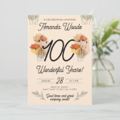 Jahrhunderte floral 100. Geburtstag Jubilee Einladung (Stehend Vorderseite)