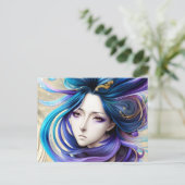 Jahrhundertportrait einer Manga Anime Schöne Frau Postkarte (Stehend Vorderseite)