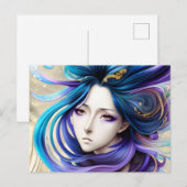 Jahrhundertportrait einer Manga Anime Schöne Frau Postkarte (Vorne/Hinten)