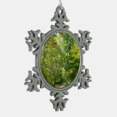 Jahrhundertwaldweg I Ellicott Stadt Natur Schneeflocken Zinn-Ornament (Links)