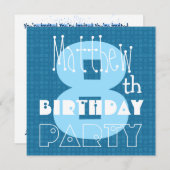 Jähriges blaues Weiß 008 des Kindes 8. des Einladung (Vorne/Hinten)