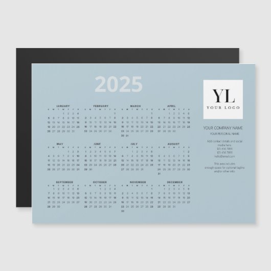 Jährlich 2025 Kalender-Visitenkarte für das Logo M Magnetkarte (Vorne/Hinten)