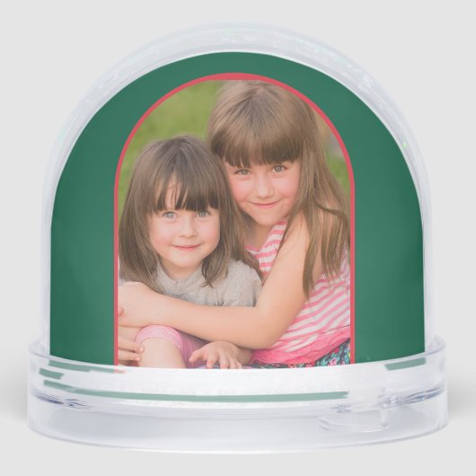 Jährlich Hunter Green Red Graphic Tree Foto Schneekugeln (Rückseite)