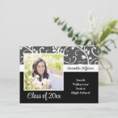 Jährliche Abschlüsse mit schwarzem Foto Einladung (Stehend Vorderseite)