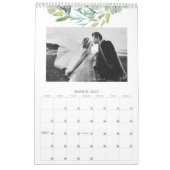 Jährliche Aquarellblätter Monatliches Foto Kalender (Mär 2027)