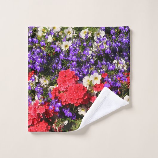 Jährliche Blume lila, rot und weiß Badhandtuch Set (Waschlappen)