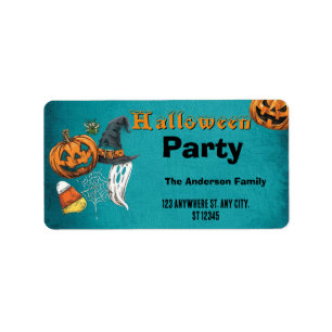 Jährliche Familien-Kürbisschnitzparty Halloween Adressaufkleber