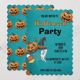Jährliche Familien-Kürbisschnitzparty Halloween Einladung