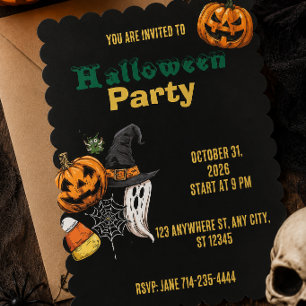 Jährliche Familien-Kürbisschnitzparty Halloween Einladung