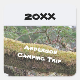 Jährliche Familienreise Rustikaler Urlaub im Freie Quadratischer Aufkleber