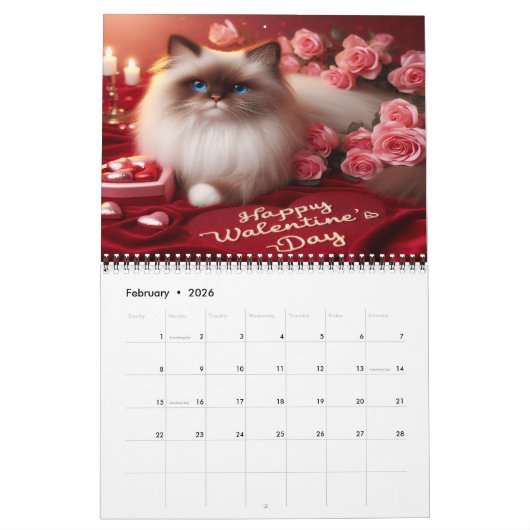 Jährliche Feiern Adorable Ferienkatzen 20XX Kalender (Feb 2026)