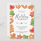 Jährliche Feiertagspartei Gingerbrot Cookie Einlad Einladung (Vorderseite)