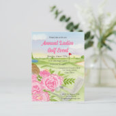 Jährliche Golf Outing Party Peonies auf Golfplatz Postkarte (Stehend Vorderseite)