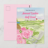 Jährliche Golf Outing Party Peonies auf Golfplatz Postkarte (Vorne/Hinten)
