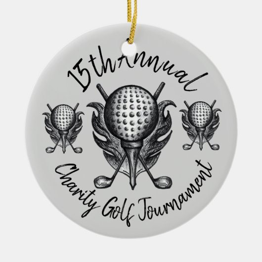 Jährliche Golf Turnier Ball T-Shirt Clubs Pen und Keramik Ornament (Vorne)