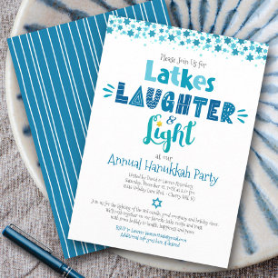 Jährliche Hanukkah-Party-Spaß Latkes Lachen Licht Einladung