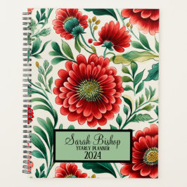 Jährliche Hardcover-Hardcover von Red Floral Planer
