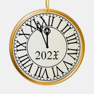 Jährliche Silvester Uhr Keramik Ornament