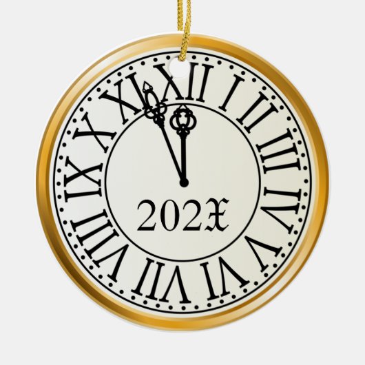 Jährliche Silvester Uhr Keramik Ornament (Vorne)