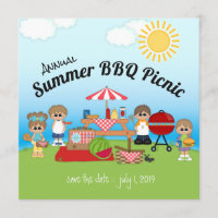 Jährliche Sommer-GRILLEN Picnic Party Einladung