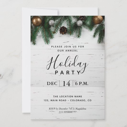 Jährliche Weihnachtsfeier Party Rustikale Einladun Einladung (Vorderseite)