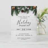 Jährliche Weihnachtsfeier Party Rustikale Einladun Einladung (Stehend Vorderseite)