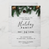 Jährliche Weihnachtsfeier Party Rustikale Einladun Einladung (Vorne/Hinten)