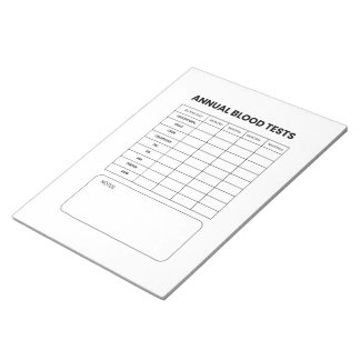 Jährlicher Bluttest-Tracker-Notizblock Notizblock