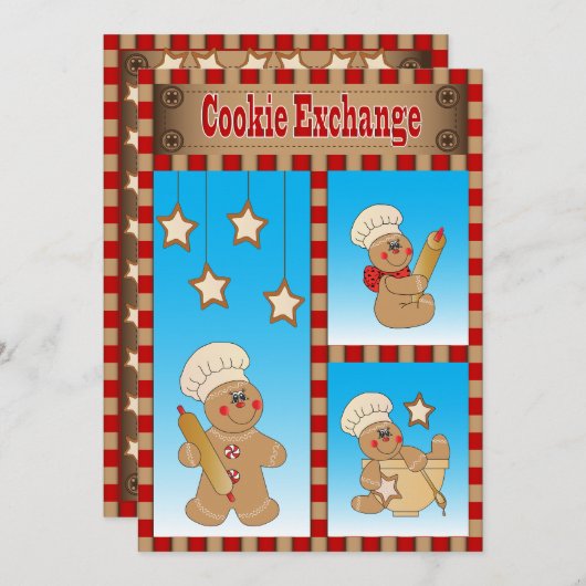 Jährlicher Cookie-Austausch mit unseren Lebkuchenb Einladung (Vorne/Hinten)