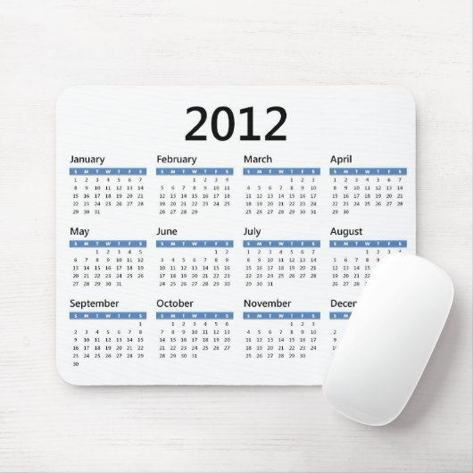 Jährlicher Kalender 2012 Mousepad (Mit Mouse)