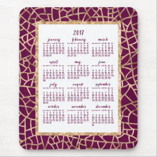 Jährlicher Kalender 2017 Gold Foil Magenta Mouse P Mousepad