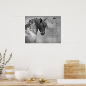 Jährlicher Kalender Dapple-Grau Pferd (Halbglanz) Poster (Küche)