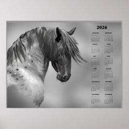 Jährlicher Kalender Dapple-Grau Pferd (Halbglanz) Poster