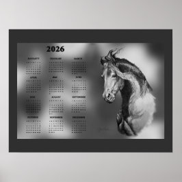 Jährlicher Kalender Schöner Hengst Pferd Poster