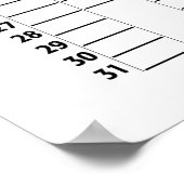 Jährlicher Kalender - Schwarz-weißer Zielplaner Poster (Ecke)