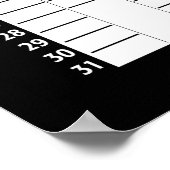 Jährlicher Kalender - Schwarz-weißer Zielplaner Poster (Ecke)