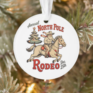 Jährlicher Nordpol Rodeo 25. Dezember Cowboy Santa Ornament