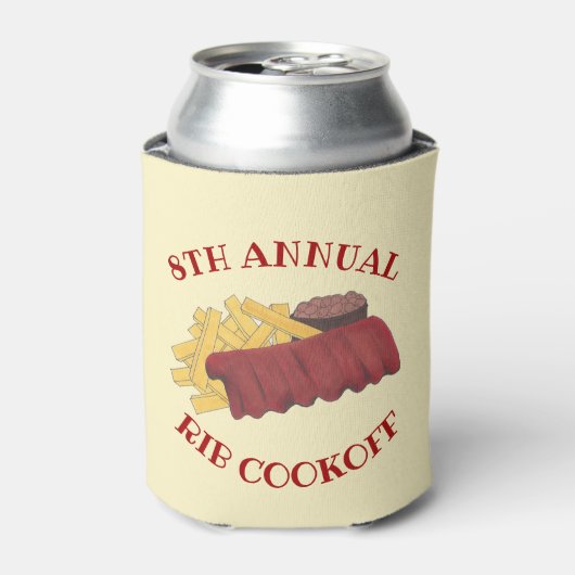 Jährlicher Rib Cookoff GRILLEN Spare Ribs Barbecue Dosenkühler (Kanne Vorderseite)