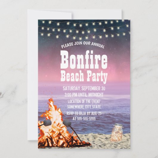 Jährliches Bonfire Beach-Party Einladung (Vorderseite)