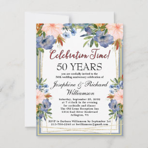 Jährliches Chic Blumenbudget Hochzeitstag Einladung