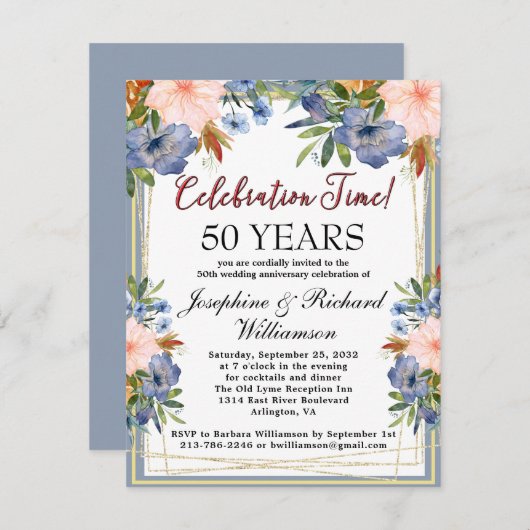 Jährliches Chic Blumenbudget Hochzeitstag Einladung (Vorne/Hinten)